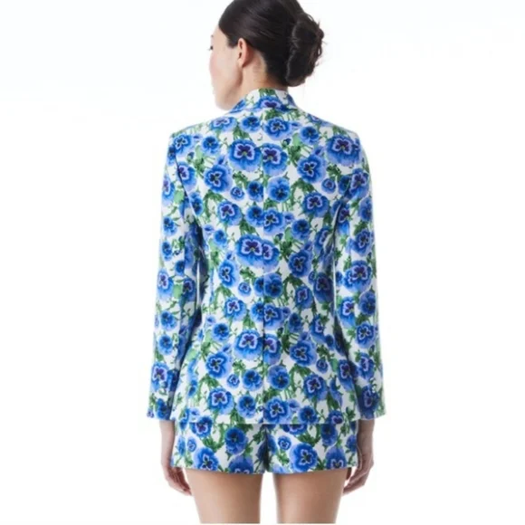 Alice & Olivia Blue Macey Floral Blazer Fitted Size 2 - Picture 4 of 12